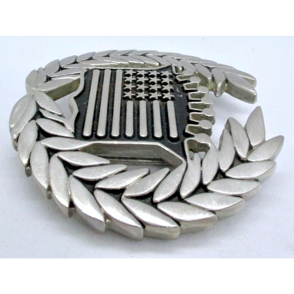 70s Famous Stars and Straps 8387 Crowned US Flag Framed Laurel Belt Buckle EUC - Picture 6 of 7
